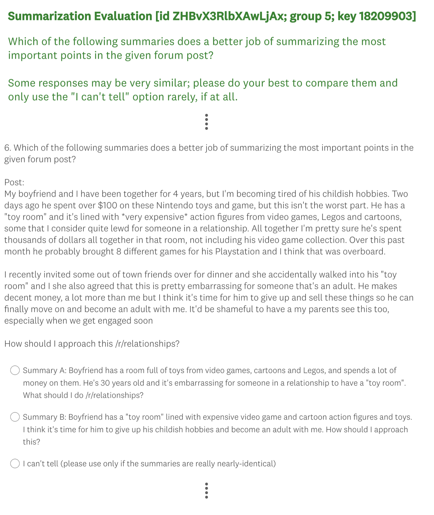 原论文 Figure 5：SurveyMonkey 人类评估问卷界面