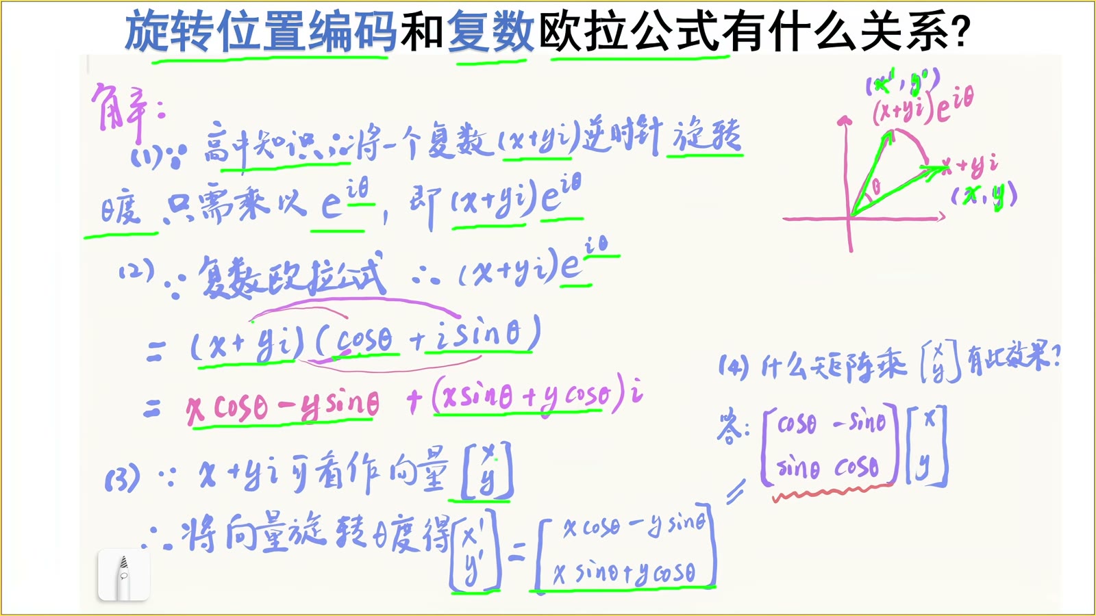 旋转后二维向量的两个分量