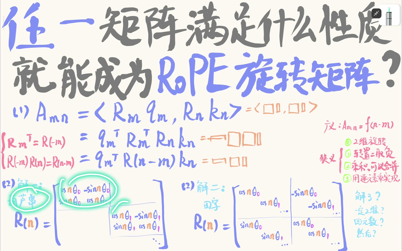 视频列出的数学性质与硬件友好性