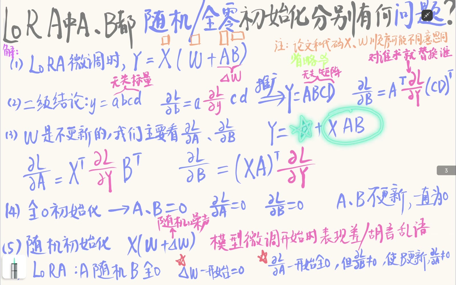 LoRA 两个因子的矩阵梯度及其依赖路径