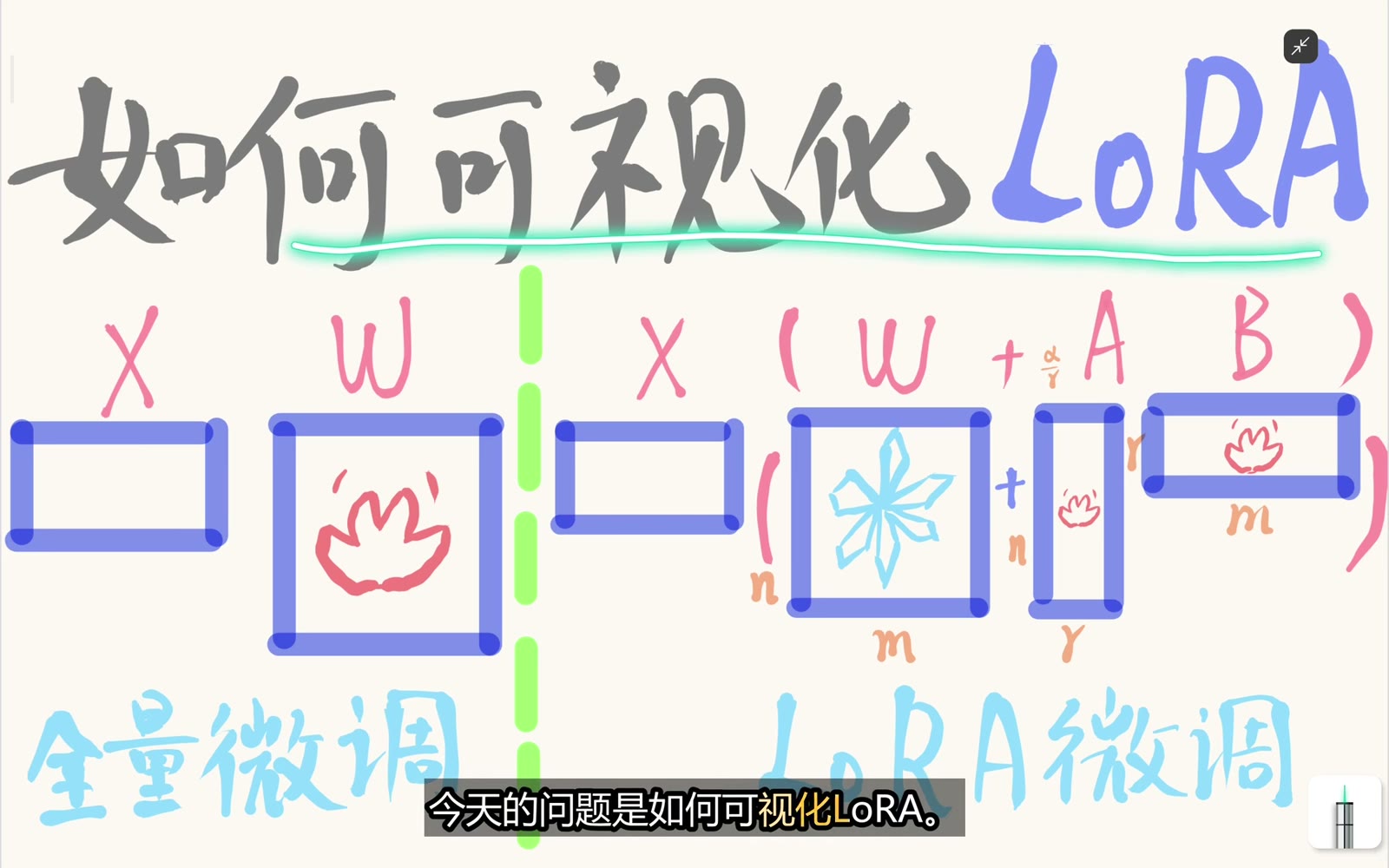 全量微调与 LoRA 的一图对照