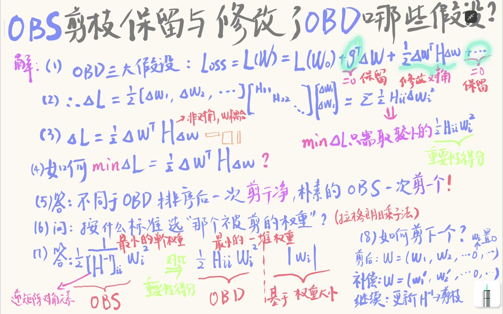 OBD 的驻点二次近似与对角 Hessian 假设