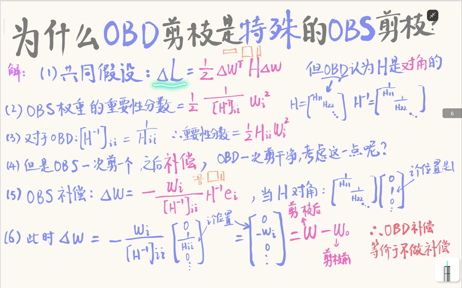 OBD 与 OBS 共享二阶目标但对 Hessian 结构假设不同
