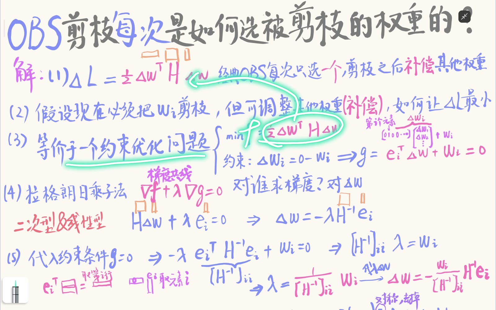 局部二阶模型给出 OBS 的最小化目标