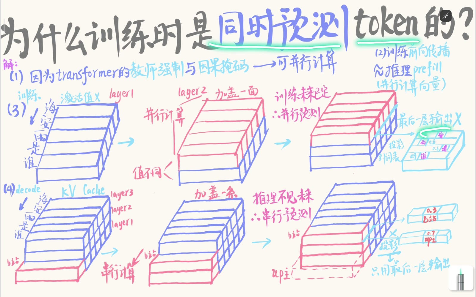 最后一层各位置同时投影到词表 logits，再与右移标签计算损失