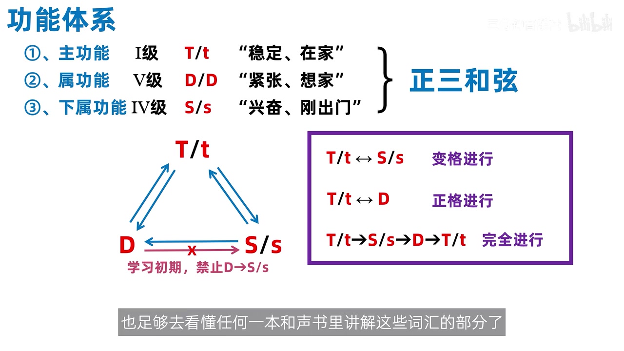 完整功能关系图：变格、正格、完全进行，以及初学阶段禁止 D→S/s