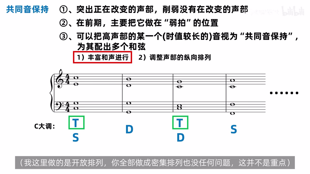 C 大调四个长旋律音及 T/S、D、T/D、S 的功能候选