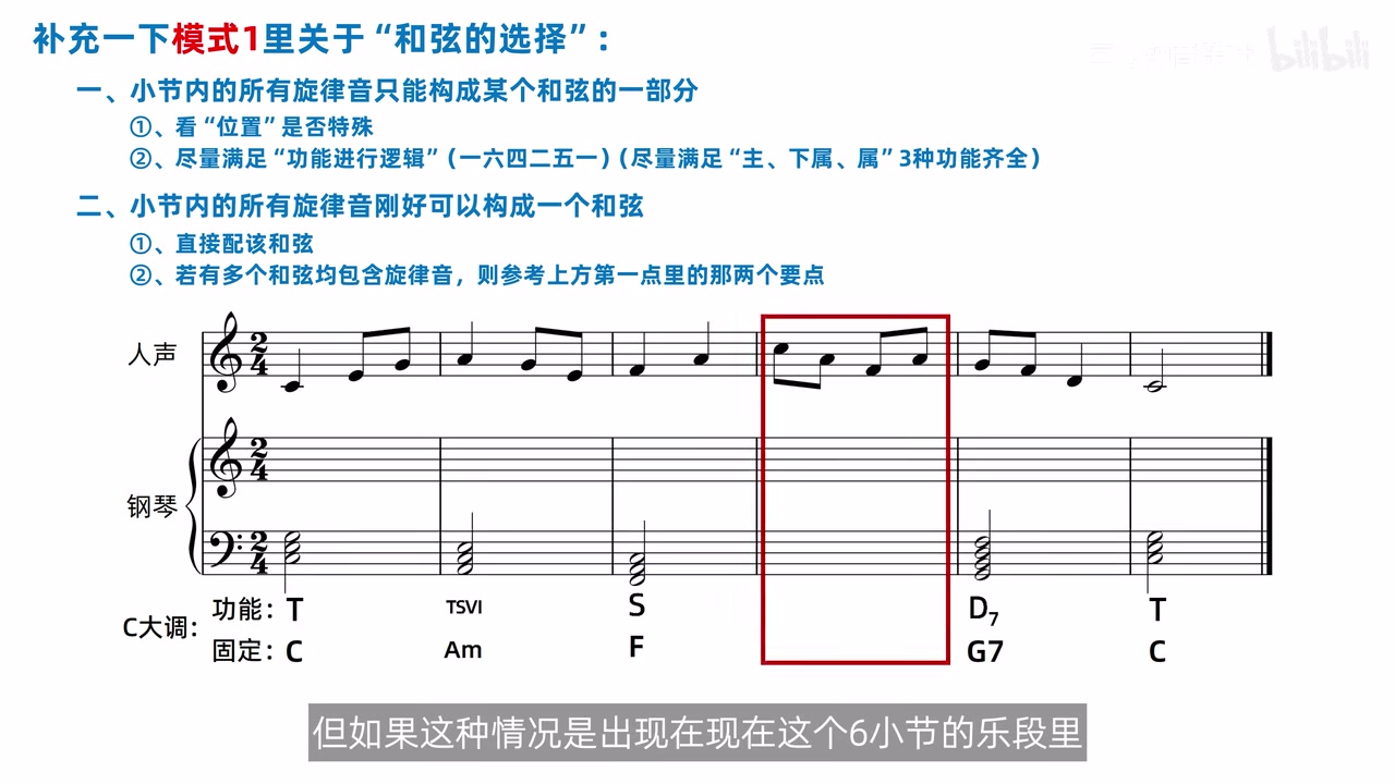 六小节进行中fa la do既可配IV也可由II7完整包含