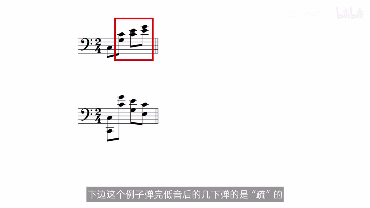 同一低音之后采用密集排列与开放排列的两个柱式例子