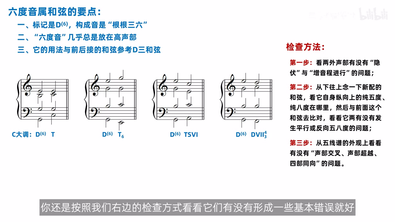 六度音属和弦接T、T6、TSVI与导三四的谱例