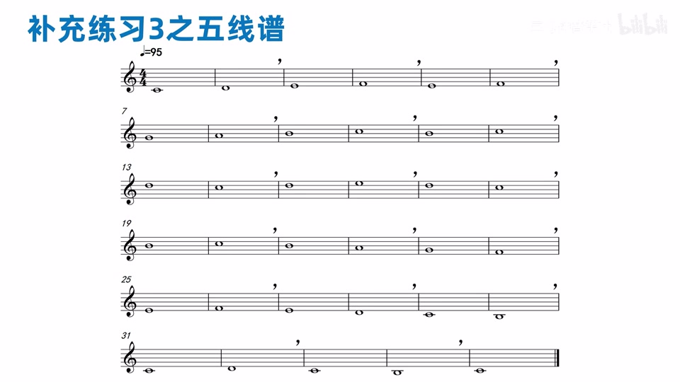 跨越更宽音域的补充级进谱例
