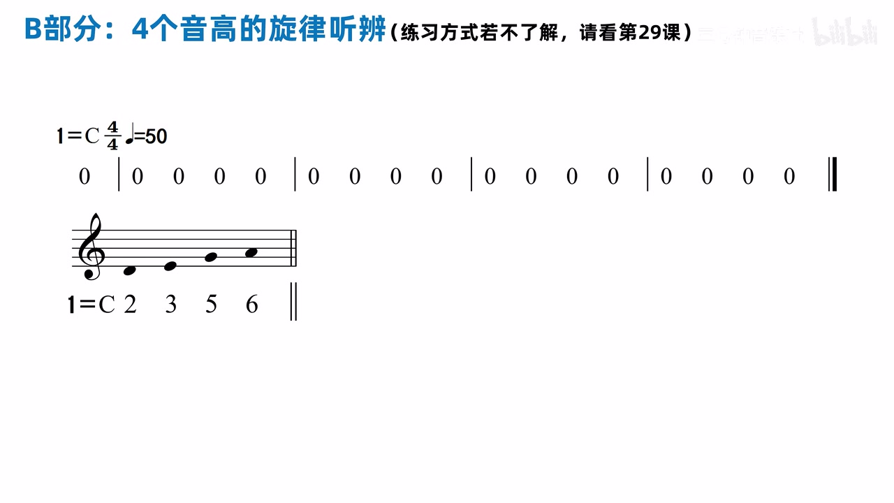 第一条四音旋律听写的拍数模板与音集提示