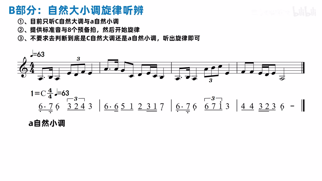 A 自然小调旋律的听辨答案