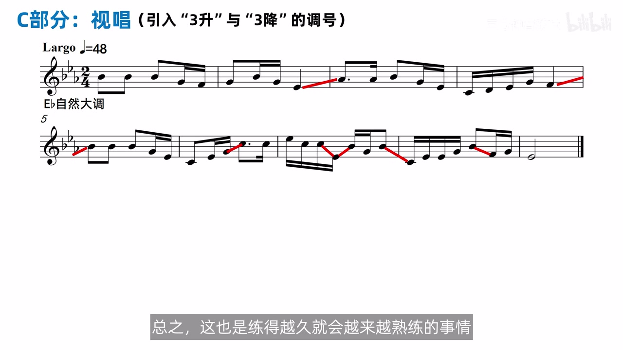 E♭ 大调谱例中的大跳进预读