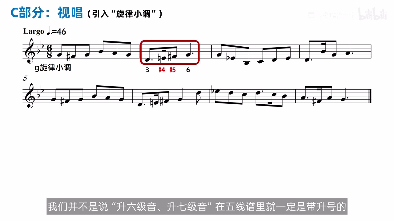 g 旋律小调中升六、升七的实际记谱