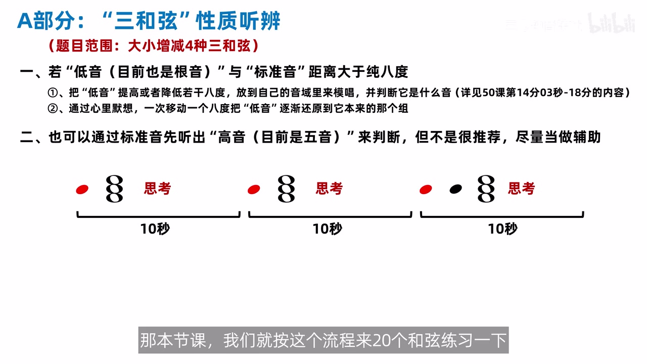 四类三和弦混合听辨的三十秒流程